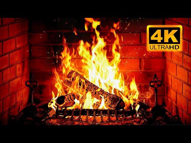  Cozy Fireplace 4K (12 HOURS). Fireplace with Crackling Fire Sounds. Fireplace Ambience