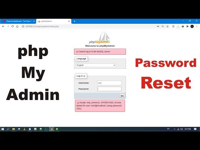 PHP My Admin Password Problem phpmyadmin Reset Password