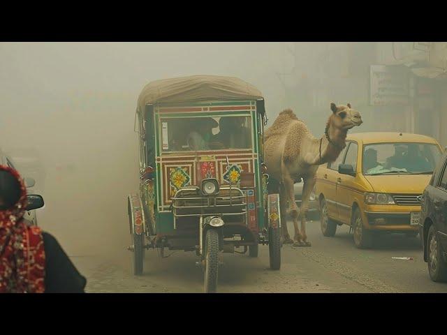  DRIVING IN LAHORE PAKISTAN, AIR POLLUTION LEVELS IN PAKISTAN REACH RECORD HIGH! 4K