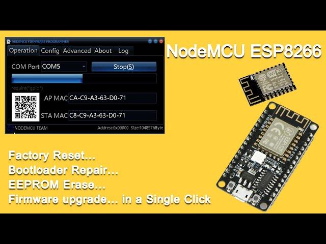 NodeMCU ESP8266 Factory Reset, Erase EEPROM and Bootloader Repair- All in one in a Single Click