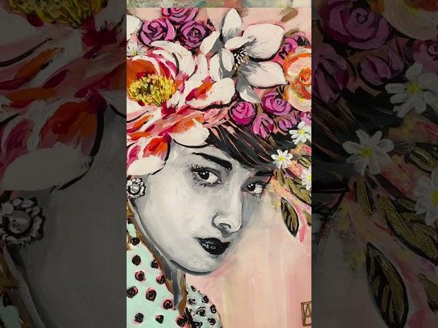 “The Regal Gaze: The Queen of Resilience” 8x10 inch acrylic and acrylic gold on wood panel
