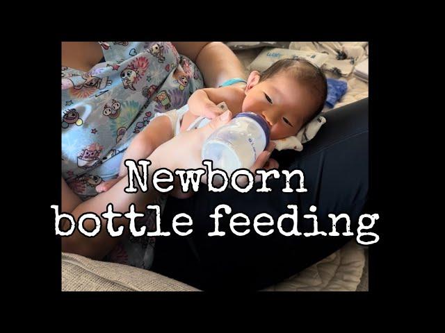 Newborn Paced bottle feeding in side lying