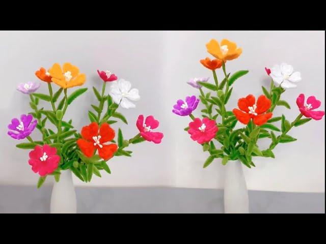 VERY SIMPLE WAY to make flower from pipe cleaner | Beautiful pipe cleaner flower craft | Home Decor