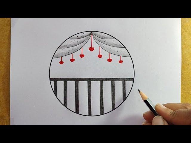 Circle Drawing easy| Circle Scenery drawing| Easy Circle Diwali drawing| Pencil drawing