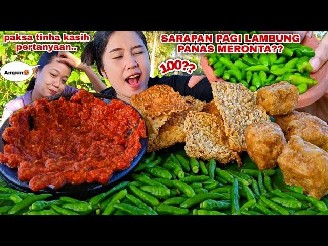 EAT WHOLE CHILLI, FRIED TEMPE TOFU, EXTRA SPICY SAOS SAMBAL, MUKBANG