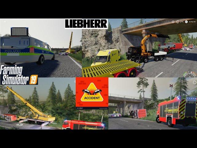 FS19 | Big Traffic accident | Hihgway | Crane Works | TIMELAPS |