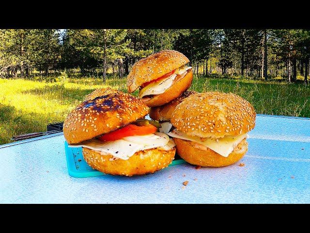 A stunning BEEF BURGER made from scratch (ASMR Cooking, Beef, NATURE, CAMPING)