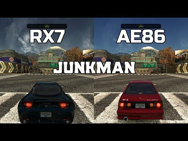 Mazda RX7 vs Toyota Corolla GTS - NFS MW Redux V3 - WHICH IS FASTEST ?