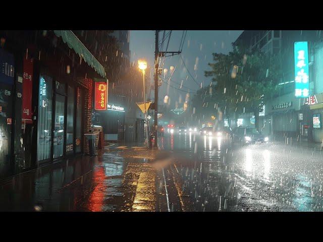 Heavy Rain Walk Hypnotizes Your Night. Relaxing Sound for Sleep Study Meditation. White Noise ASMR.