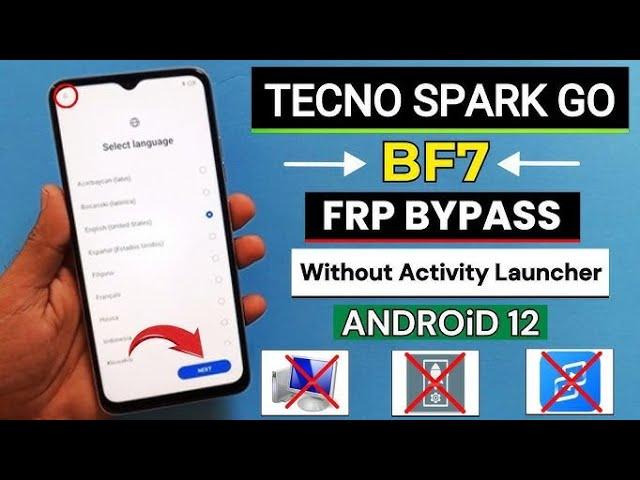 Tecno spark go 2023 (BF7) frp bypass without pc Android 12,13 | without Activity launcher frp unlock