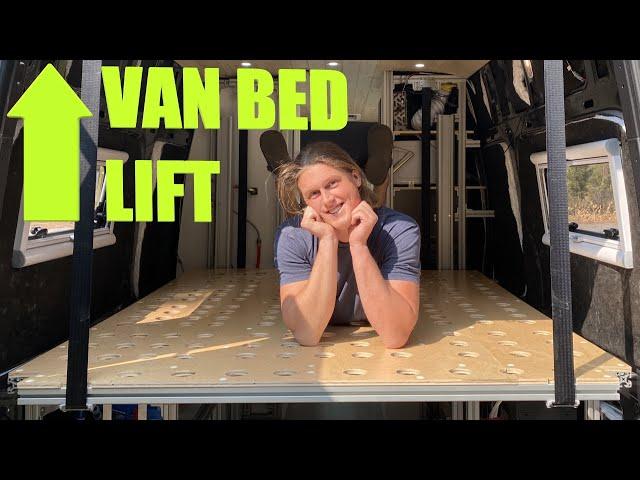 I Made The BEST BED For Van Life  (Rising Bed Lift System)