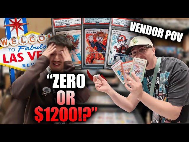 CRAZY flips in Vegas! | Pokémon Vendor POV Front Row | Surging Sparks Giveaway