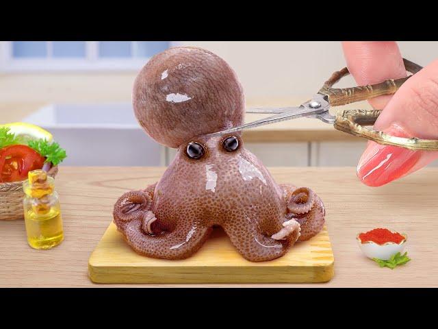 Delicious Miniature Grill Octopus with Mozzarella Recipe  Mini Yummy Recipe Idea