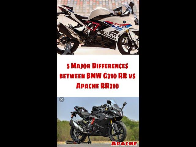 5 Major Differences between BMW G310RR VS APACHE 310RR  #shorts