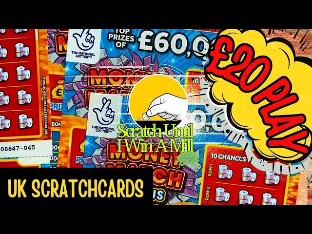 £20 PLAY  MONEY MATCH BONUS! NEW UK LOTTO SCRATCH CARDS | SCRATCH UNTIL I WIN A MILL  JACKPOT