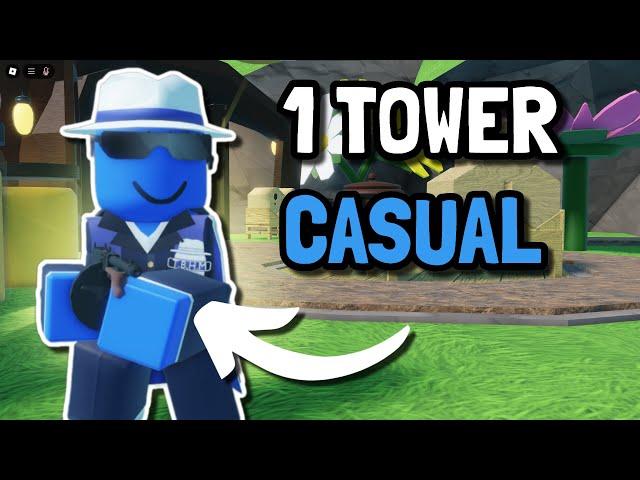 Beating The New Casual Mode With 1 TOWER SLOT... | Roblox Tower Defense Simulator TDS