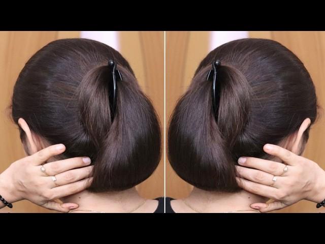 Quick & Comfortable Low Bun Hairstyle That Anyone Can Do By Self ! Banana Clip Hairstyles For Girls