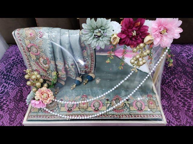 Elegant saree packing for engagement ( Trousseau packing )