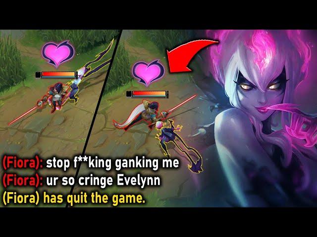 Evelynn but I only camp ONE Lane the Entire Game (Enemy Fiora RAGE QUITS)