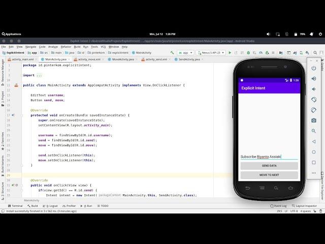 04 - Explicit Intent Android Studio