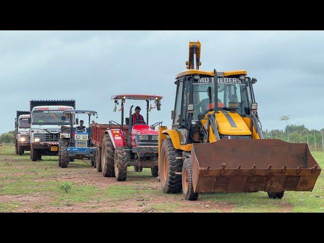 JCB 3dx Loading Mud in Dumper and Tractor | Tata 2518 Truck | Mahindra and Swaraj Tractor