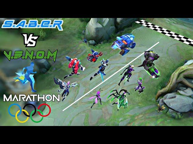 S.A.B.E.R VS V.E.N.O.M MARATHON RACE | MOBILE LEGENDS SABER VS VENOM MARATHON