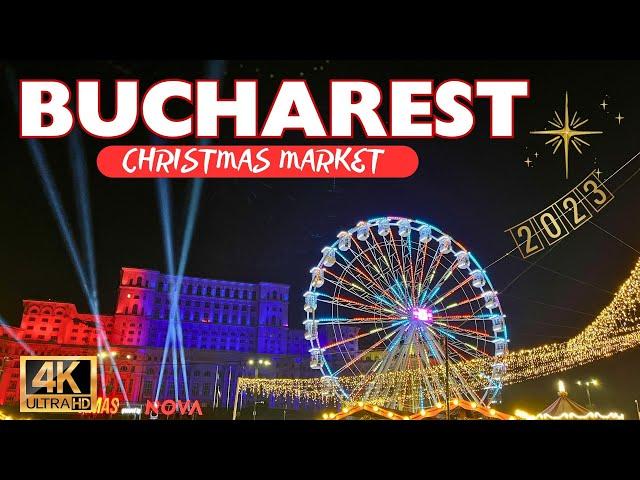 Magical Bucharest Christmas Market 2023  4K Walking Tour