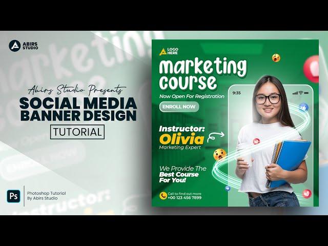 School Admission or Course Marketing Social media banner design | Photoshop Tutorial