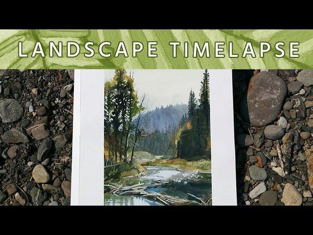 Plein Air Painting IV // Landscape Timelapse // Gouache // Mary Sanche