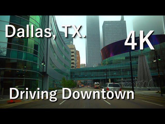 Dallas, Texas - 4K HDR - join this relaxing ride as we drive downtown one foggy morning [ASMR]