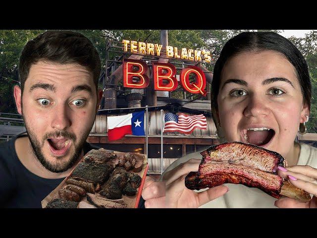 Brits Try TERRY BLACKS BBQ For The First Time In Texas!