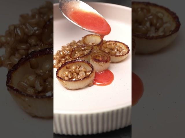 Seared Pork Loin with Wheatberries, Plum, and Onion
