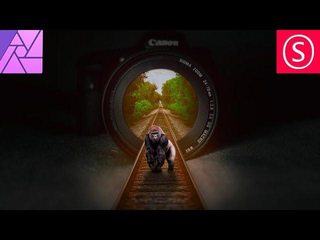 Camera Lens Train Track Photo Manipulation - Affinity Photo Beginner Tutorial