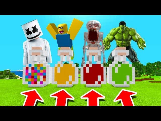 Minecraft PE : DO NOT CHOOSE THE WRONG POTION! (Marshmello, Roblox, SCP-096 & Hulk)