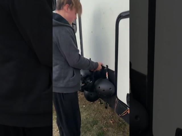 Be sure to use a trim piece to hang your hooks so they are secure.  #rvliving #rvfamily #rving