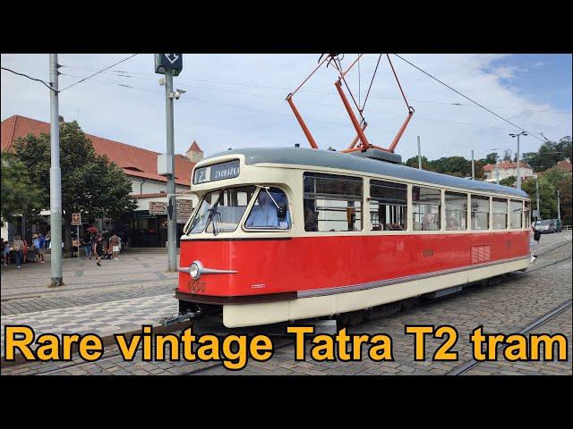 Very rare vintage Tatra T2 tram in public service