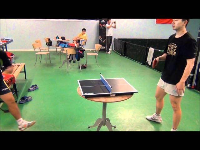 Liu Guoliang vs. Ma Long in mini table tennis!