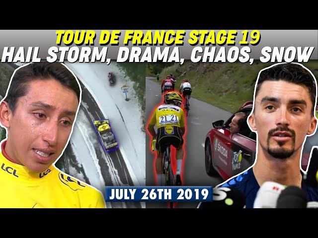 Tour de France Stage 19 Hail Storm (SNOW & CRAZY MUDSLIDE) Bernal vs Alaphilippe Yellow Jersey Drama