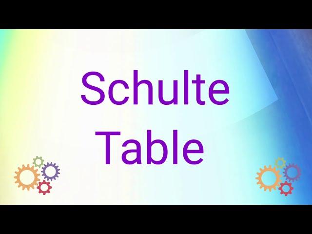 Schulte Table l Train Your Brain Activity