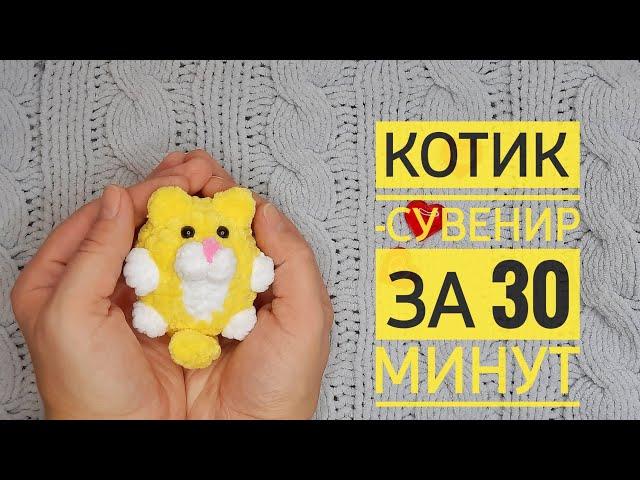 мастер класс по вязанию мини котика крючком из плюшевой пряжи #игрушказаполчаса