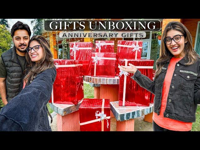 FINALLY ANNIVERSARY GIFT'S UNBOXING  | Areeb Ki Taraf Sy Special Surprise ️