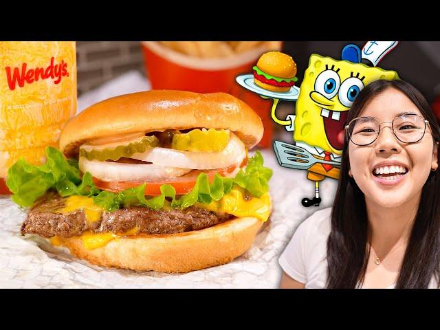 Wendy’s NEW SpongeBob Krabby Patty Burger  (+ Pineapple Frosty Review)