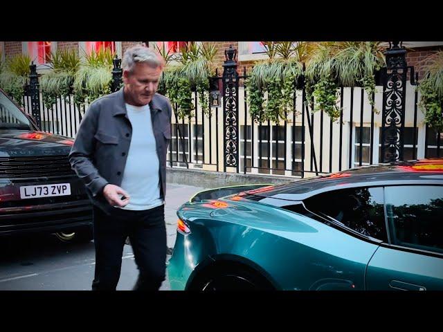 Gordon Ramsay driving new Aston Martin DBS 770 Ultimate in London!