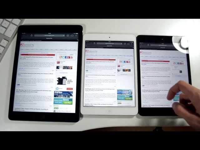 Retina iPad mini 2 Vs iPad Air Vs iPad mini 1 - Size And Performance Test