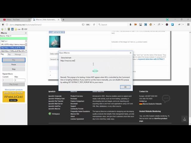 How to extract url using imacros