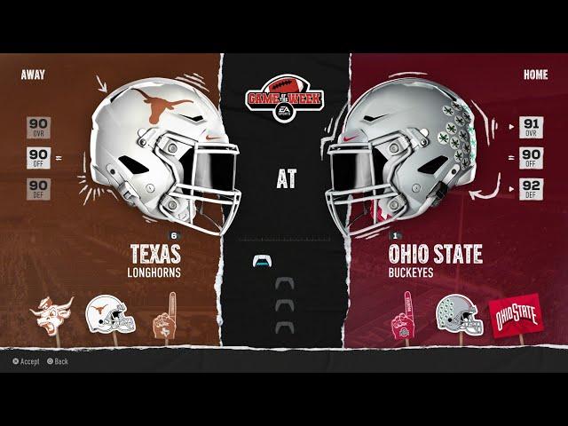 NCAA 25 Texas VS Ohio State 2025 Season Week 1