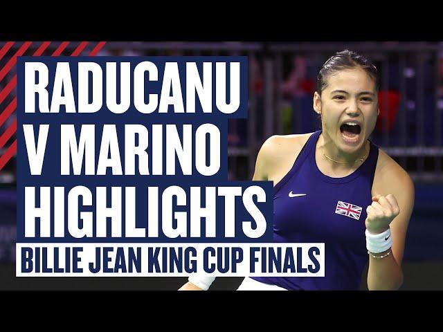 Highlights - Emma Raducanu v Rebecca Marino | GB v Canada - Billie Jean King Cup Finals 2024 | LTA