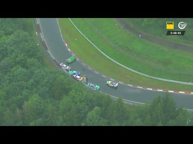 MASS CRASH in HEAVY RAIN & RED FLAG | NLS 4 2024 Nürburgring