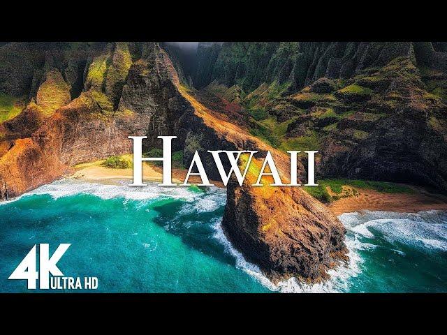 FLYING OVER HAWAII (4K UHD) Amazing Beautiful Nature Scenery with Relaxing Music | 4K VIDEO ULTRA HD