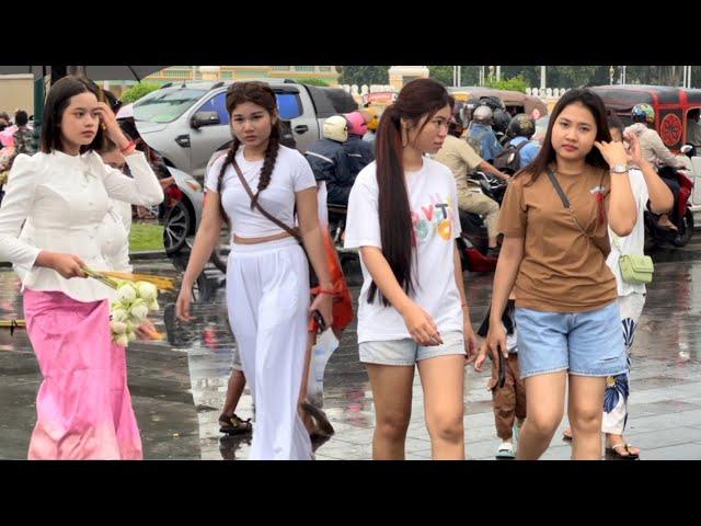 Cambodia 2024 - Rain Walking Tour 4K - Phnom Penh City